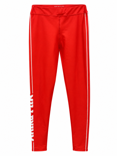 Czerwone legginsy sportowe z białymi pasami.png